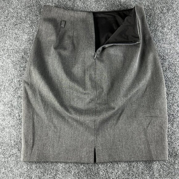 Express Skirt Womens 4 Pencil Gray Stretch Lined Side Zip Back Vent Business - Picture 3 of 8
